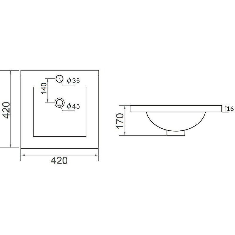 Раковина ORANGE B03-410W 42