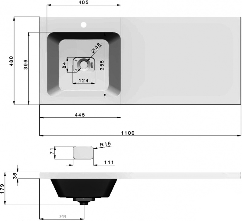 Раковина RAVAL Kamilla 110L