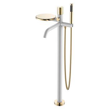 Смеситель для ванны BOHEME Stick ручка Diamond 129-WG White/Gold