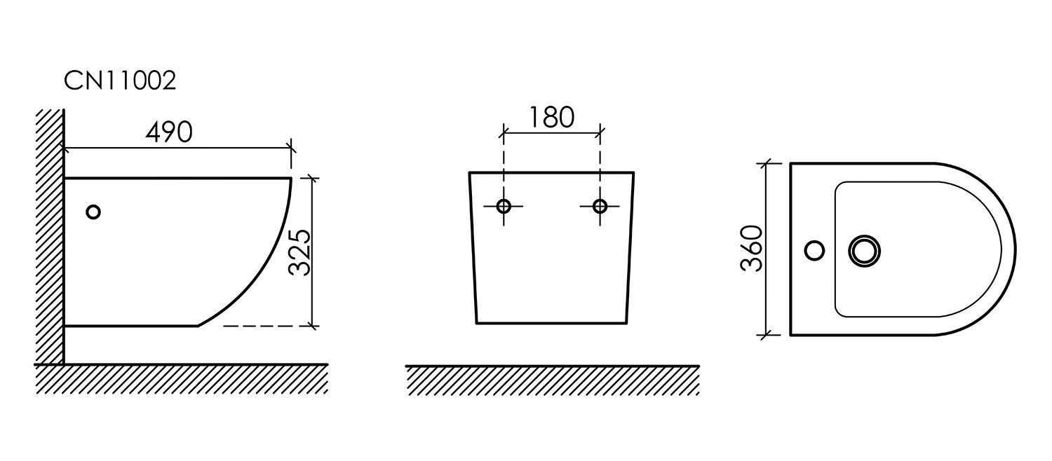 Биде подвесное CERAMICANOVA Uno CN11002MB черный матовый