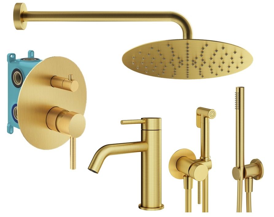Душевой комплект PLUMBERIA Ixo KITZXO18OB53 золото брашированное