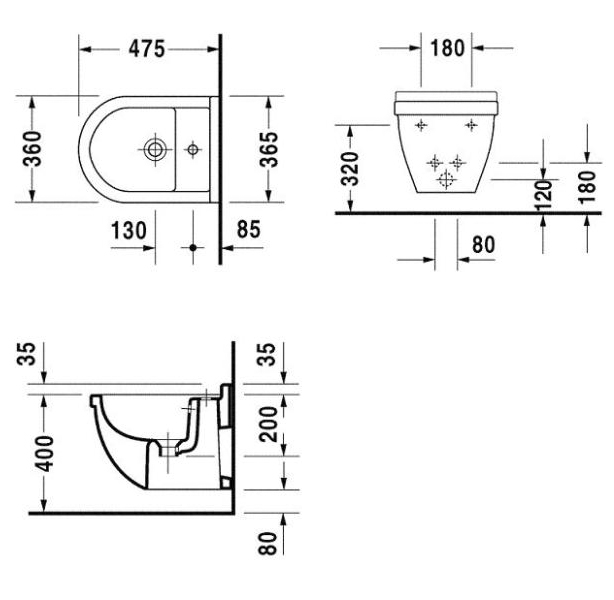 Биде подвесное DURAVIT Starck 3 2231150000 compact