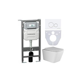 Комплект CERAMICANOVA Envision + Metric с сиденьем с микролифтом, кнопка Round белая