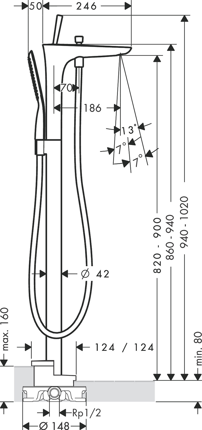 Смеситель для ванны HANSGROHE PuraVida 15473400