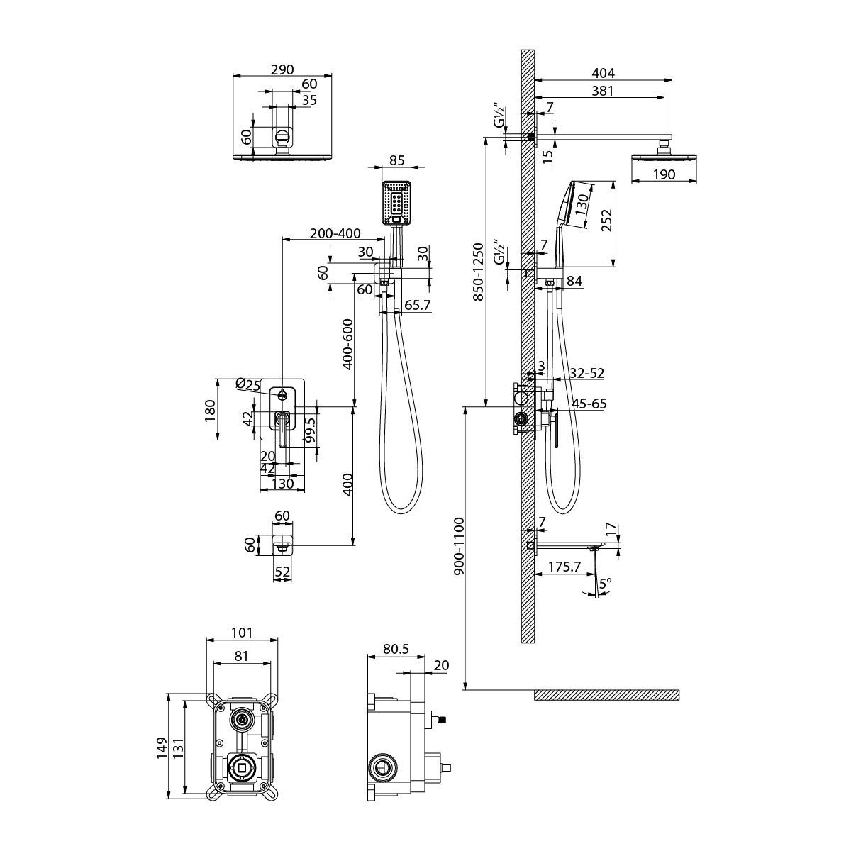 Душевой комплект LEMARK Mista LM6422WG белый/золото