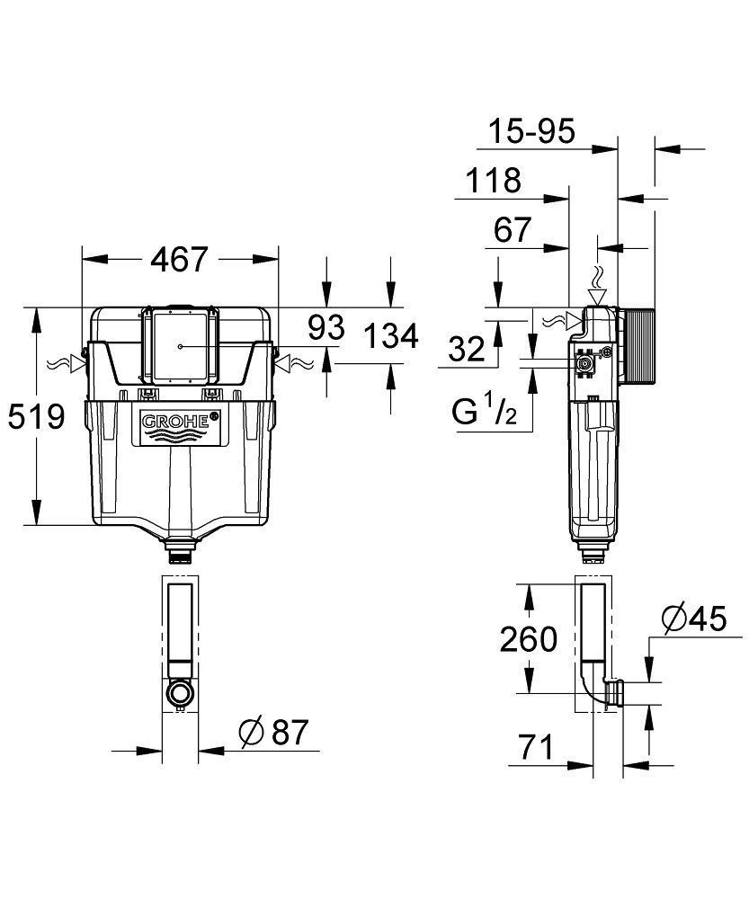 Бачок GROHE GD2 отдельный 38661000