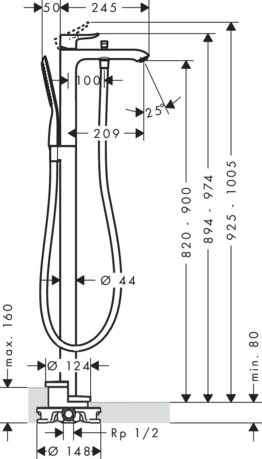 Смеситель для ванны HANSGROHE Metris 31471000