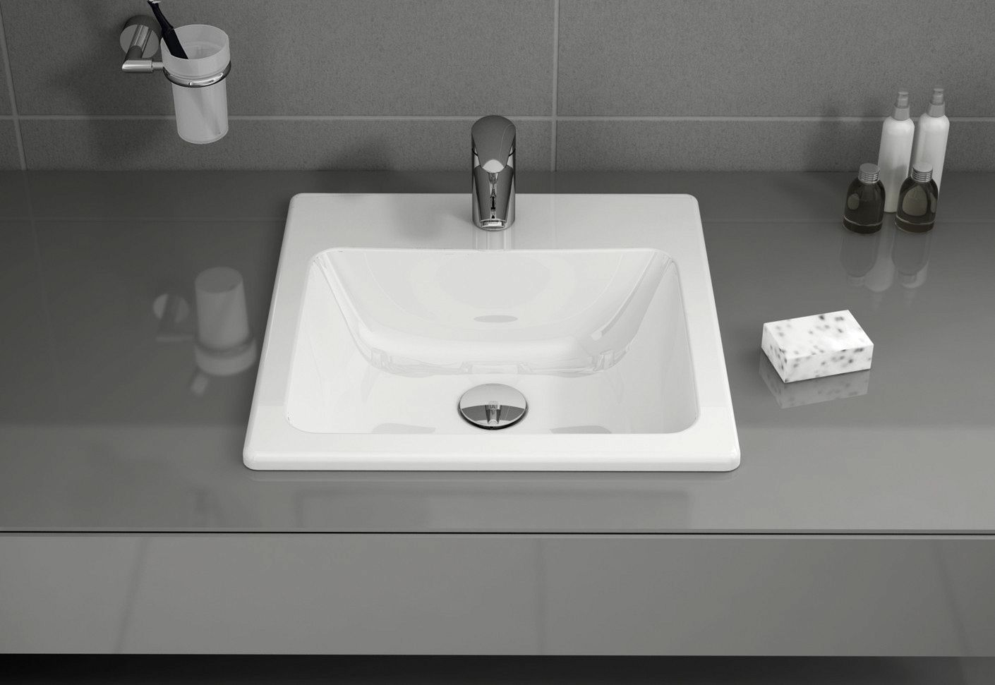 Раковина накладная VITRA S20 45 см, квадратная