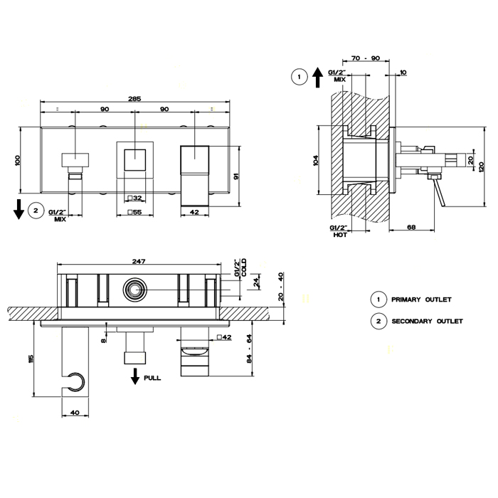 Встраиваемый смеситель GESSI Rettangolo K 53141#299