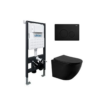 Комплект ABBER Bequem AC0105 + AC1100MB с сиденьем с микролифтом, кнопка AC0121MB, черная матовая