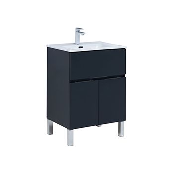 Тумба с раковиной AQUANET Алвита New 60 1 ящик, антрацит матовый