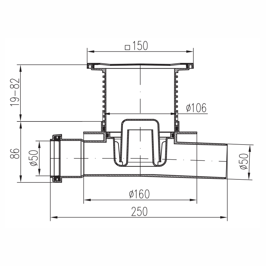 Трап MCH 428 V 15x15 проходной