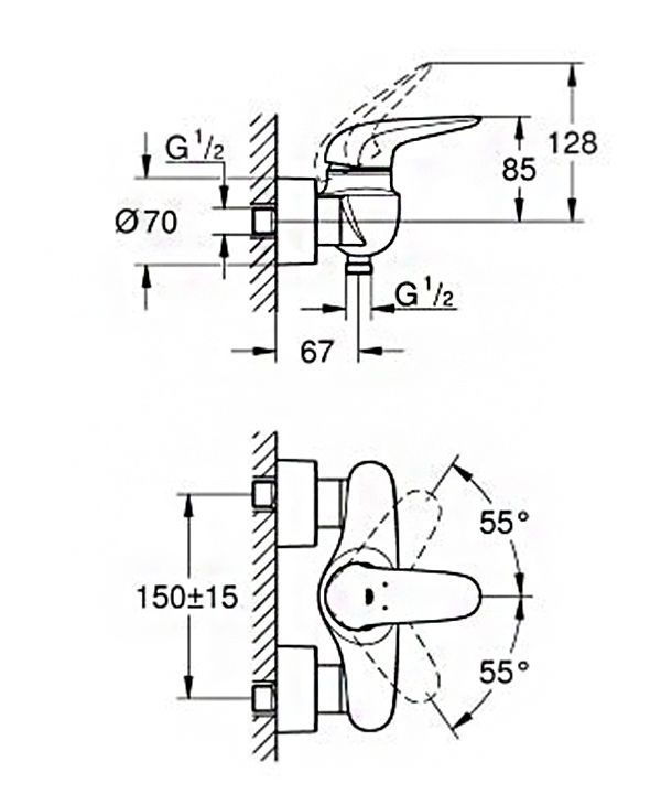 Смеситель для душа GROHE Eurostyle белая луна 23722LS3