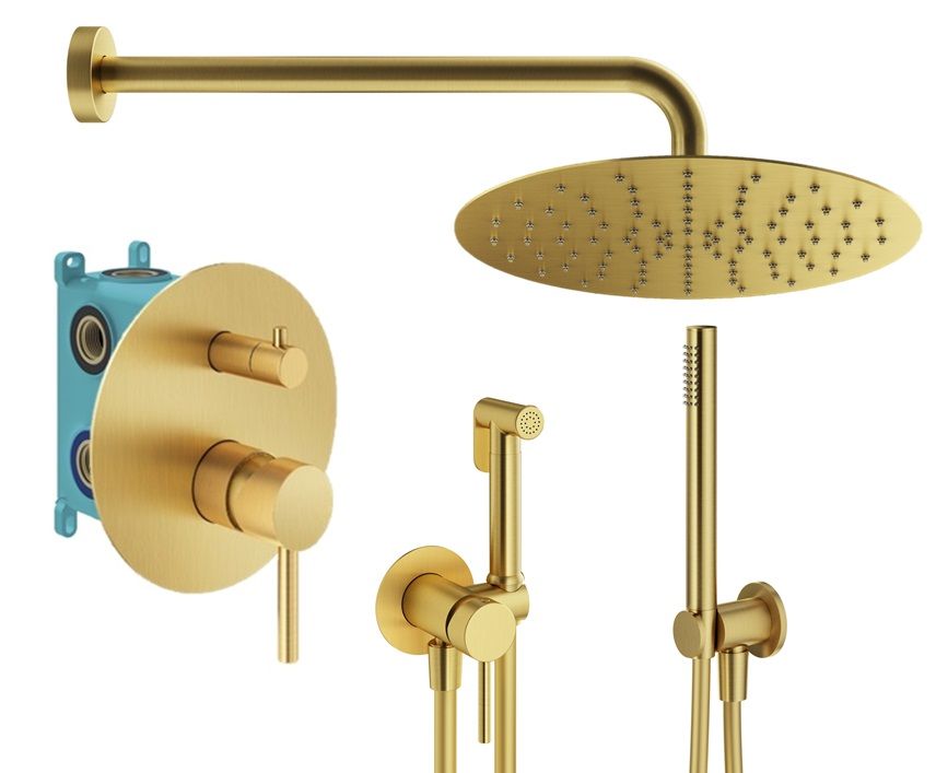 Душевой комплект PLUMBERIA Ixo KITZXO18OB золото брашированное
