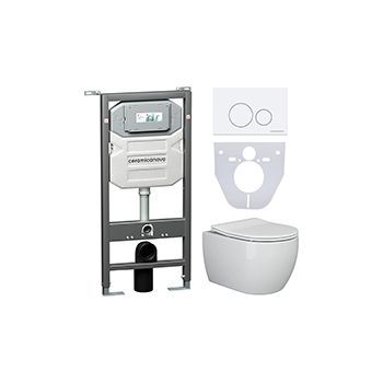 Комплект CERAMICANOVA Envision + Play с сиденьем с микролифтом, кнопка Round белая