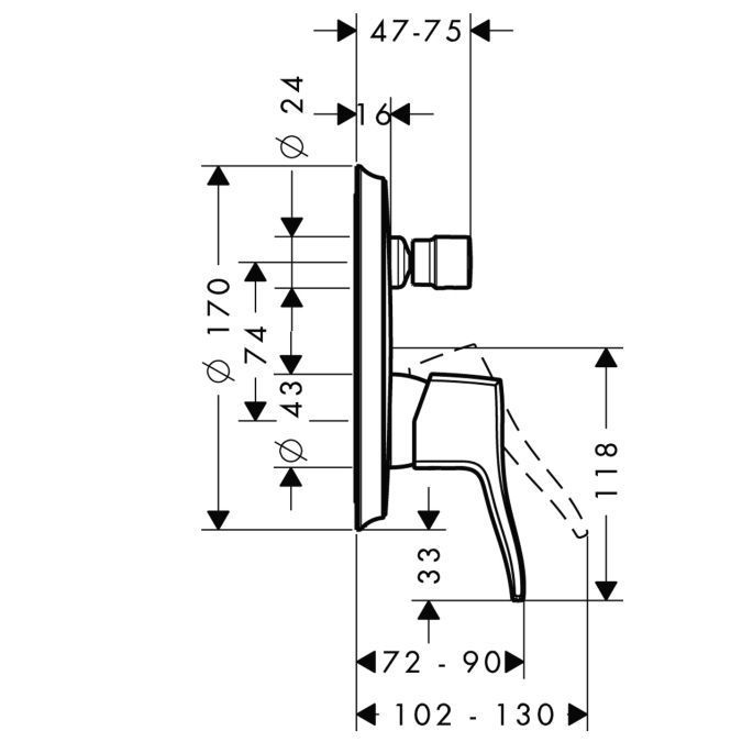 Встраиваемый смеситель HANSGROHE Metris Classic 31485000