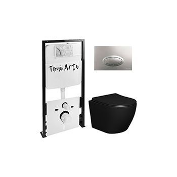 Комплект TONI ARTI TA-01 + Russi с сиденьем с микролифтом, черный матовый, с клавишей Freto TA-0050