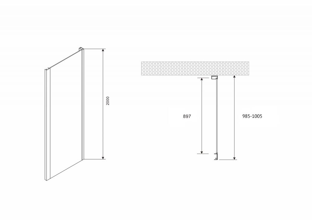 Неподвижная стенка ABBER Komfort S102B 100x200